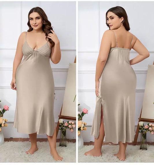 Pyjama à bretelles grande taille pour filles, chemise de nuit pour femmes grosses, été