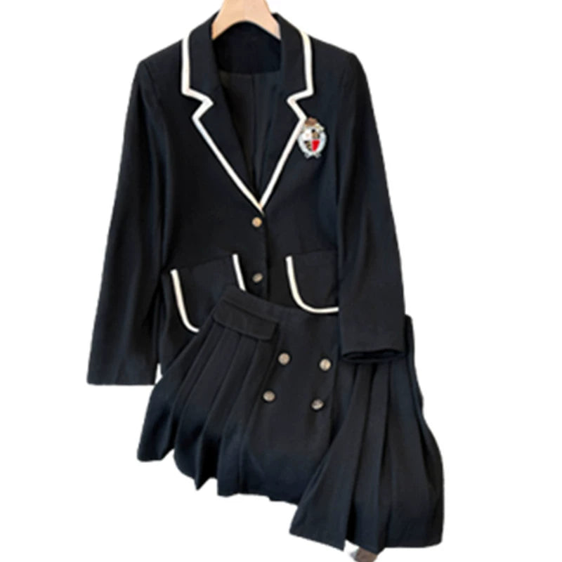 Large Size Plus Size Ladies Cute Pleated Skirt Two-Piece Suit Jacket