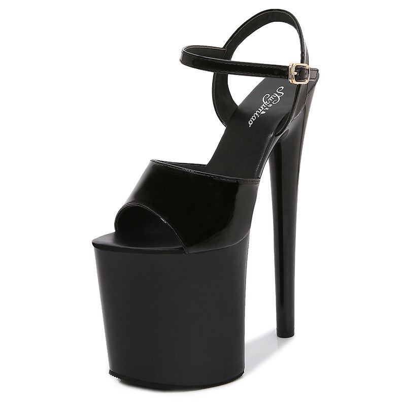 Charol 20 cm Tacones extra altos Stiletto Peep-toe Plataforma Plataforma Sandalias súper altas