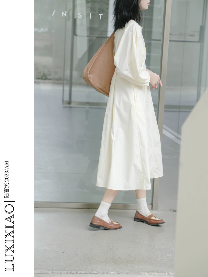 Luxixiao Loose V-neck 3/4 Sleeves Dress