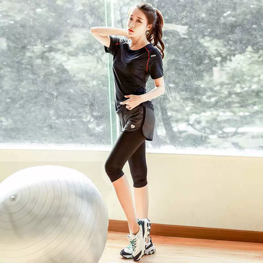 New Arrival Plus Size Sports Suit 100.00kg Spring/Summer Wear Running Fitness Clothes Short Sleeve Quick-Drying Two-Piece Suit Tide