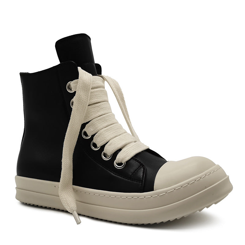 Zapatos de cuero de alta calidad, zapatillas deportivas para hombre, botas cortas de cuero informales para mujer, zapatos de talla grande para parejas