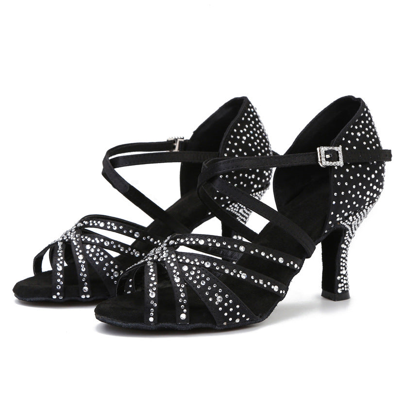 Zapatos de baile negros para espectáculos de baile latino