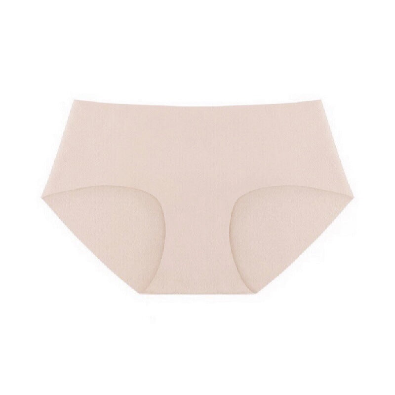 Korean Seamless Underwear Women Mid Length Low Waist Hip Wrapped Simple Nude Feel Comfortable Women Briefs Panties