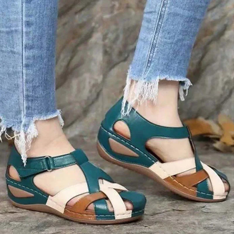 Femmes sandales doux Boottom talons bas chaussures d'été pour les femmes mélange couleur sandales à talons chaussures d'été pour femmes talon chaussures femme