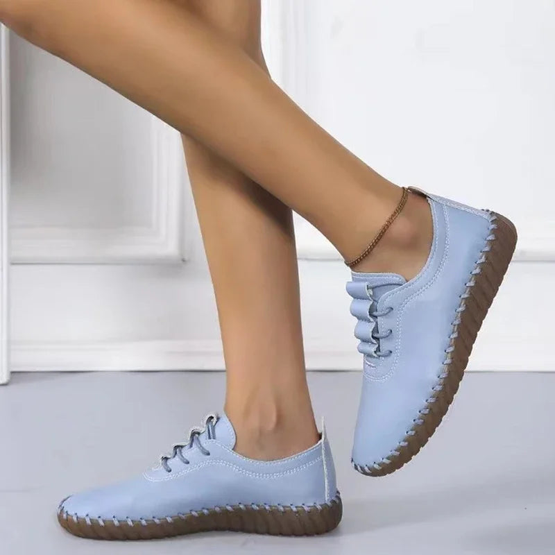 Zapatillas de deporte para Mujer, mocasines con plataforma, zapatos planos de cuero con cordones, tendencia de primavera 2023, Zapatos informales para mamá, Zapatos para Mujer