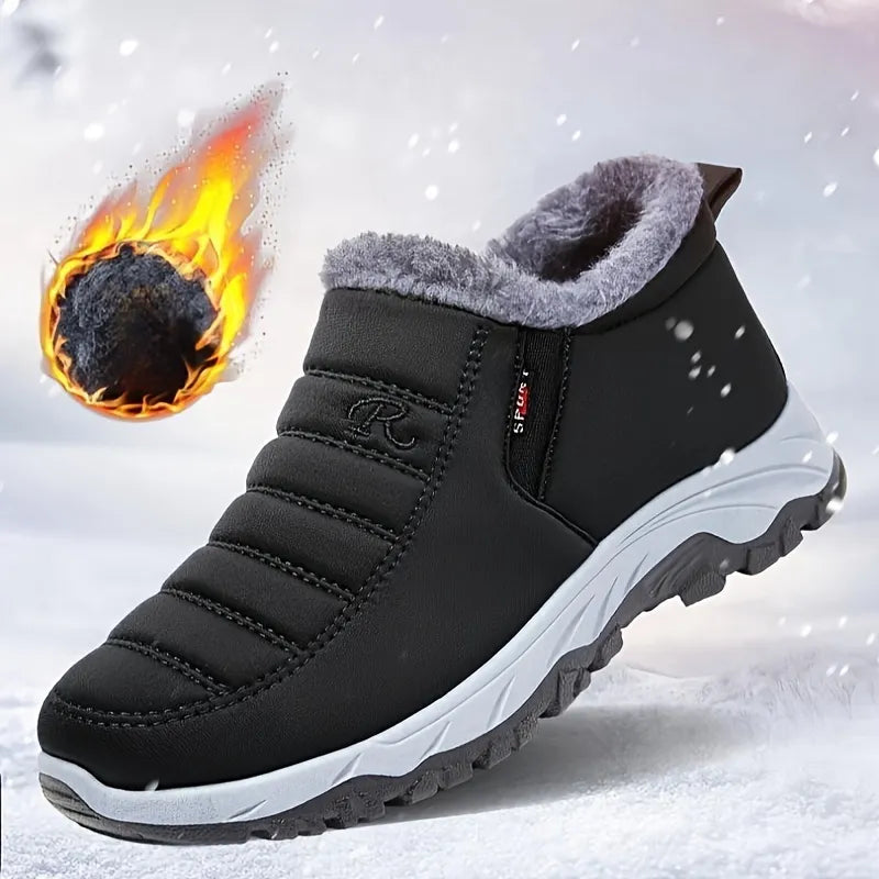 Women's Fleece Lined Snow Boots, Winter Warm Waterproof Slip On Ankle Boots, Thermal Outdoor Short Boots