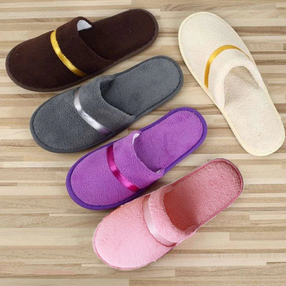 1Pair Coral fleece Men Women Cheap Hotel Slippers Cotton Slides Home Travel SPA Slipper Hospitality Comfort Home Guest Shoes