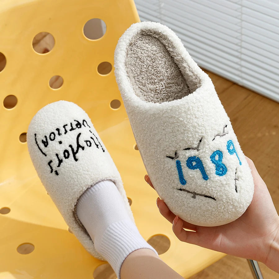 1989 Taylor's Style Home Women's Slippers Fuzzy Comfy Flat Taylor Swift Version Swifties Seagull Funny Shoes Gift for Her