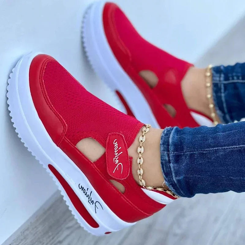 Baskets rouges femmes chaussures femme chaussures de Tennis chaussure en toile femme chaussures décontractées dames chaussures de Sport plate-forme Sneaker évider chaussures