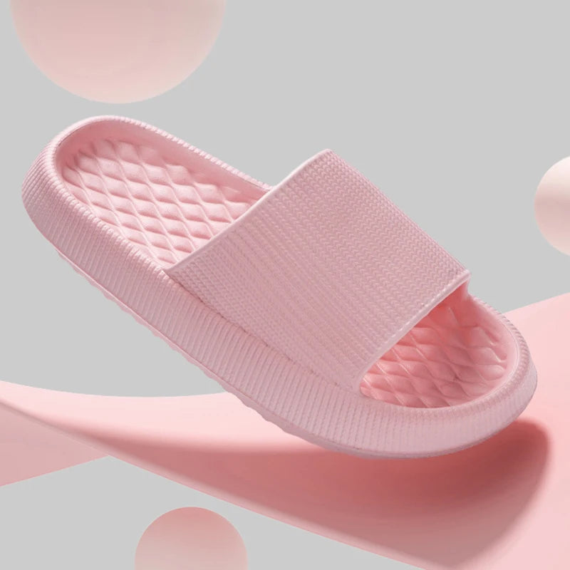 Lucyever-Zapatillas de nube suaves antideslizantes para mujer, cómodas chanclas de plataforma gruesa Eva para baño, chanclas para el hogar, verano 2024