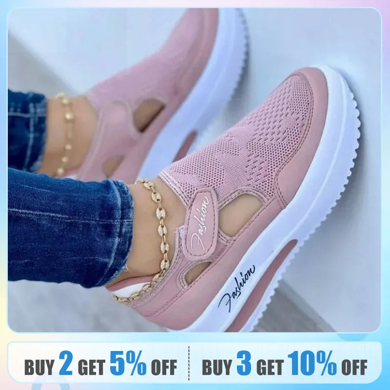 Zapatos casuales rojos, marca de moda transpirable para mujer, sandalias de plataforma de verano para mujer, zapatos vulcanizados, zapatos deportivos nuevos para mujer