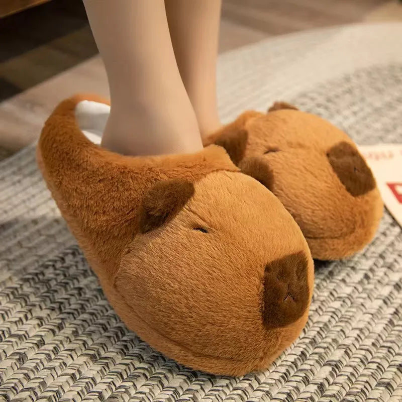 Zapatillas de algodón con dibujos animados de Capybara para el hogar, zapatos de felpa para interiores, suaves, antideslizantes, cálidos y transpirables, para parejas