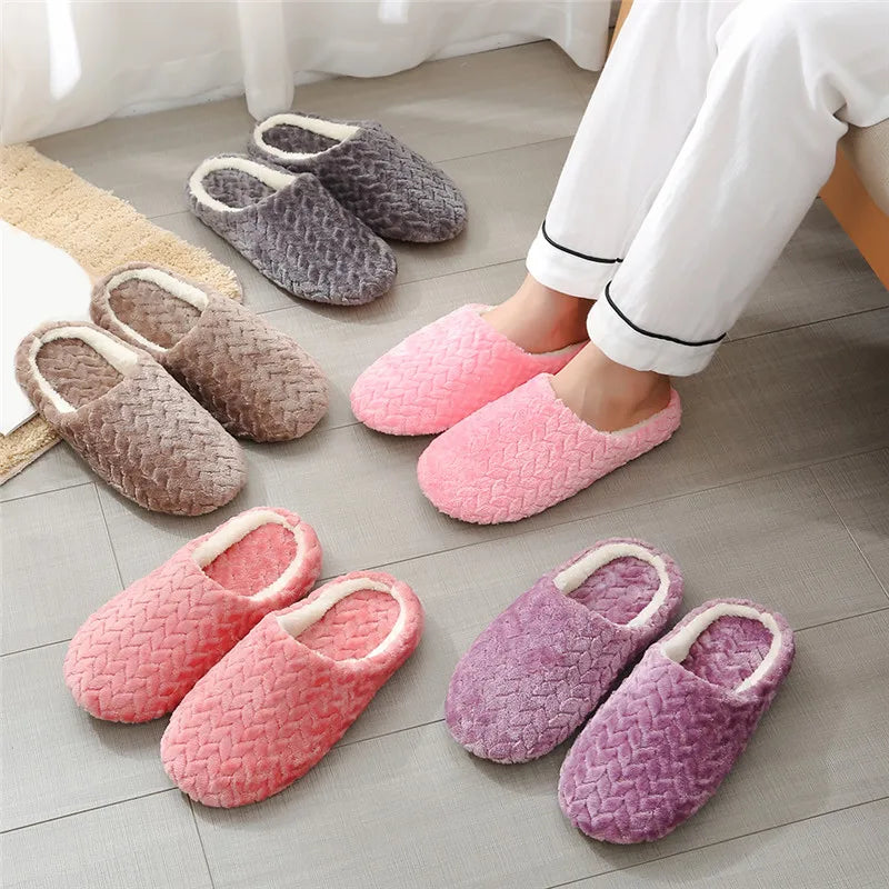 Women Winter Home Fur Slippers Cartoon Cat Non-Slip Soft Warm House Indoor Bedroom Men Couples Boys Girl Memory Foam Floor Shoes