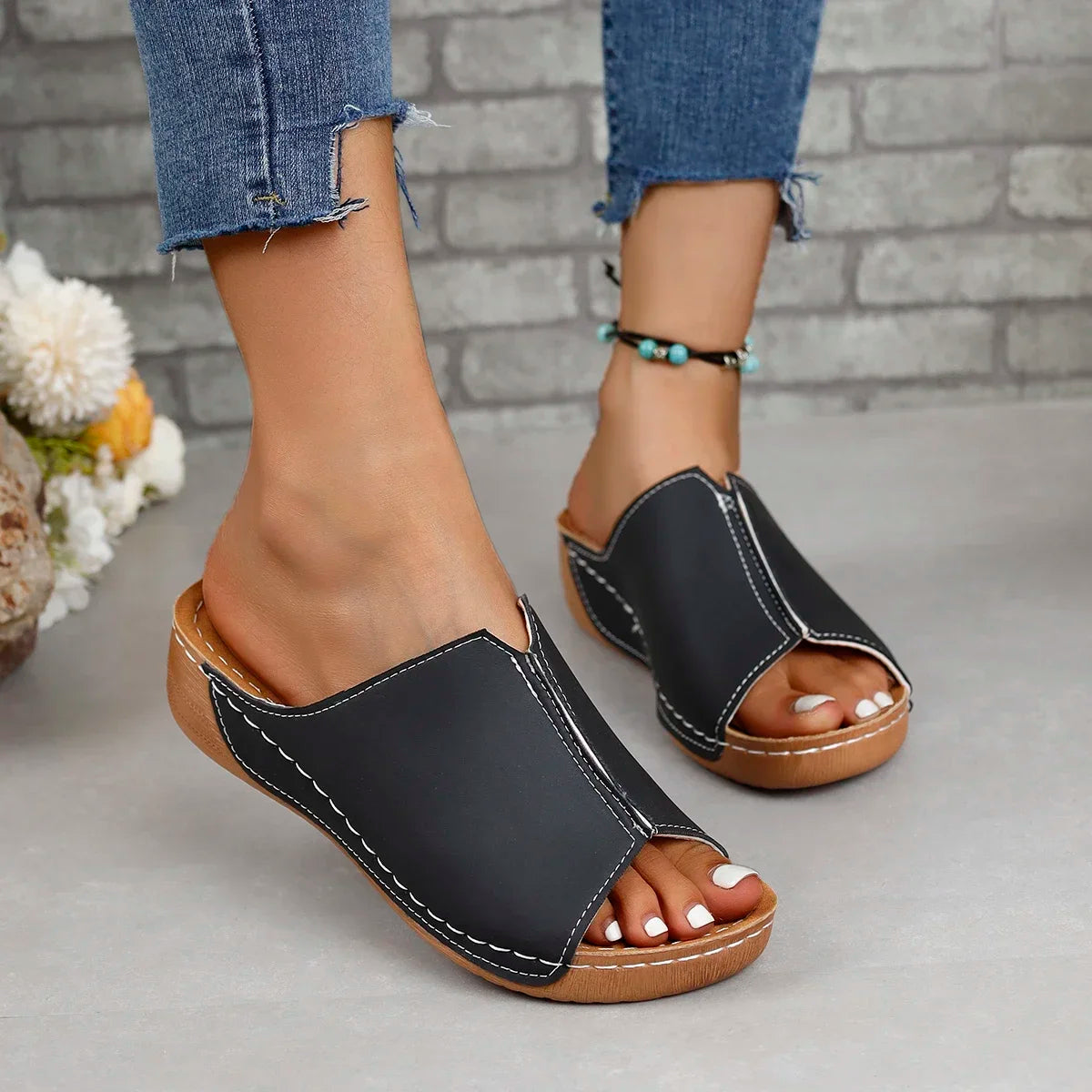 Nouveau bout ouvert femmes sandales compensées blanc été mode respirant confortable sandales femme boucle chaussures femme femme chaussures