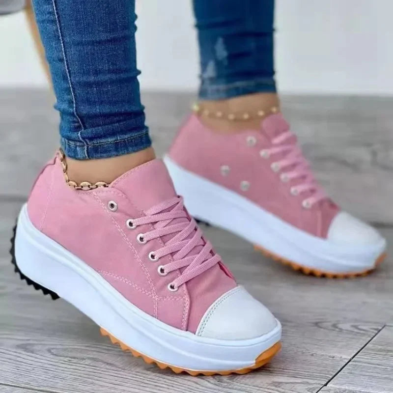 Nueva moda de verano, zapatos informales para mujer, zapatillas de deporte de talla grande para mujer, zapatos deportivos con plataforma, zapatos de tenis con cordones para mujer, talla