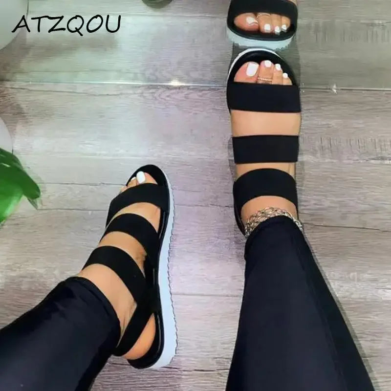 Summer Women Sandals Flat Heel New Open Toe Female Shoes Plus Size Outdoor Sport Beach Casual Sandals Flats Women's Shoe