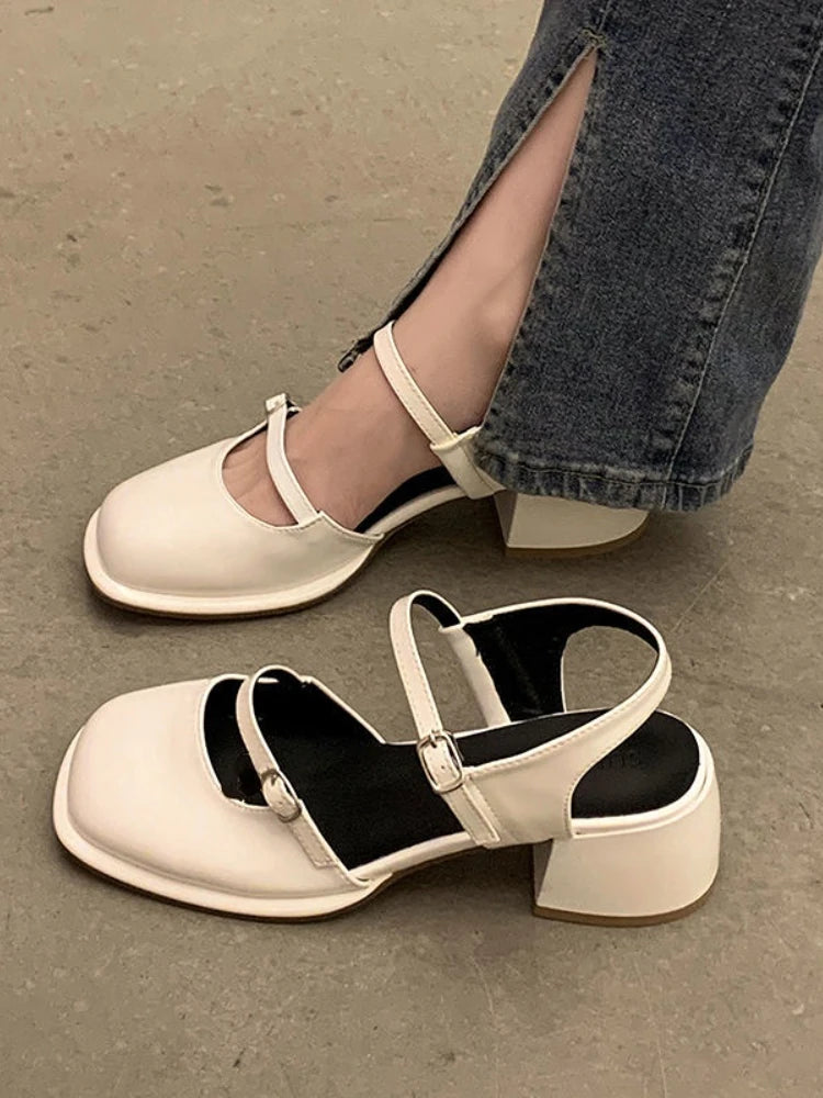 Sandalias antideslizantes con punta redonda, zapatos informales para mujer, zapatos elegantes de playa con agujeros, moda coreana, zapatos de fiesta, diseño para mujer 2023