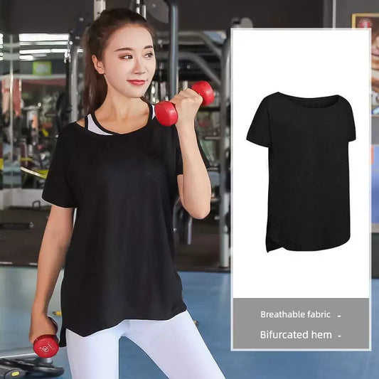 Tops de talla grande Ropa de mujer Tallas grandes Grasa mm 100.00 kg Gimnasio Blusa suelta Secado rápido Ropa deportiva de verano para correr