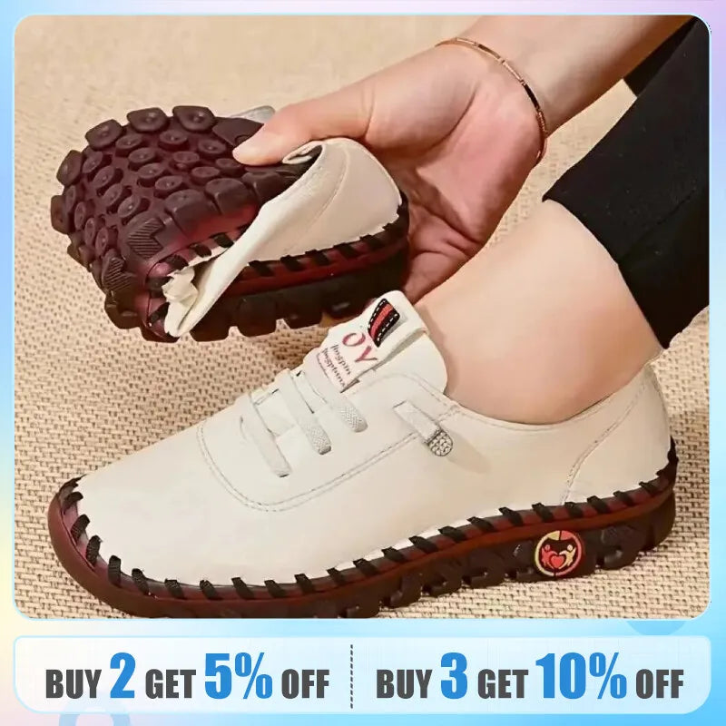 Women Vulcanized Shoes Pu Leather Casual Shoes Soft Comfortable Flat Shoes