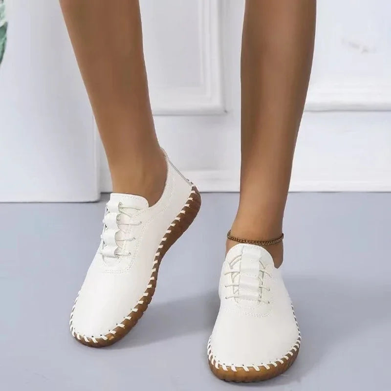 Zapatillas de deporte para Mujer, mocasines con plataforma, zapatos planos de cuero con cordones, tendencia de primavera 2023, Zapatos informales para mamá, Zapatos para Mujer