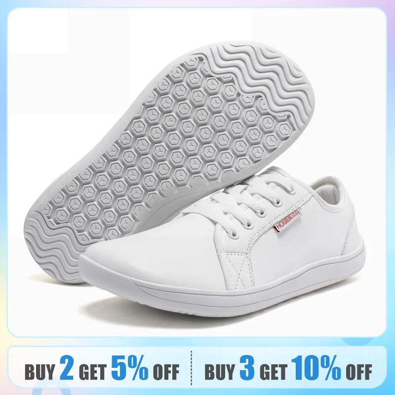 HOBIBEAR Zapatos Minimalistas Mujer Punta Ancha Descalzo Zero Drop Zapatos Cuero Moda Zapatillas