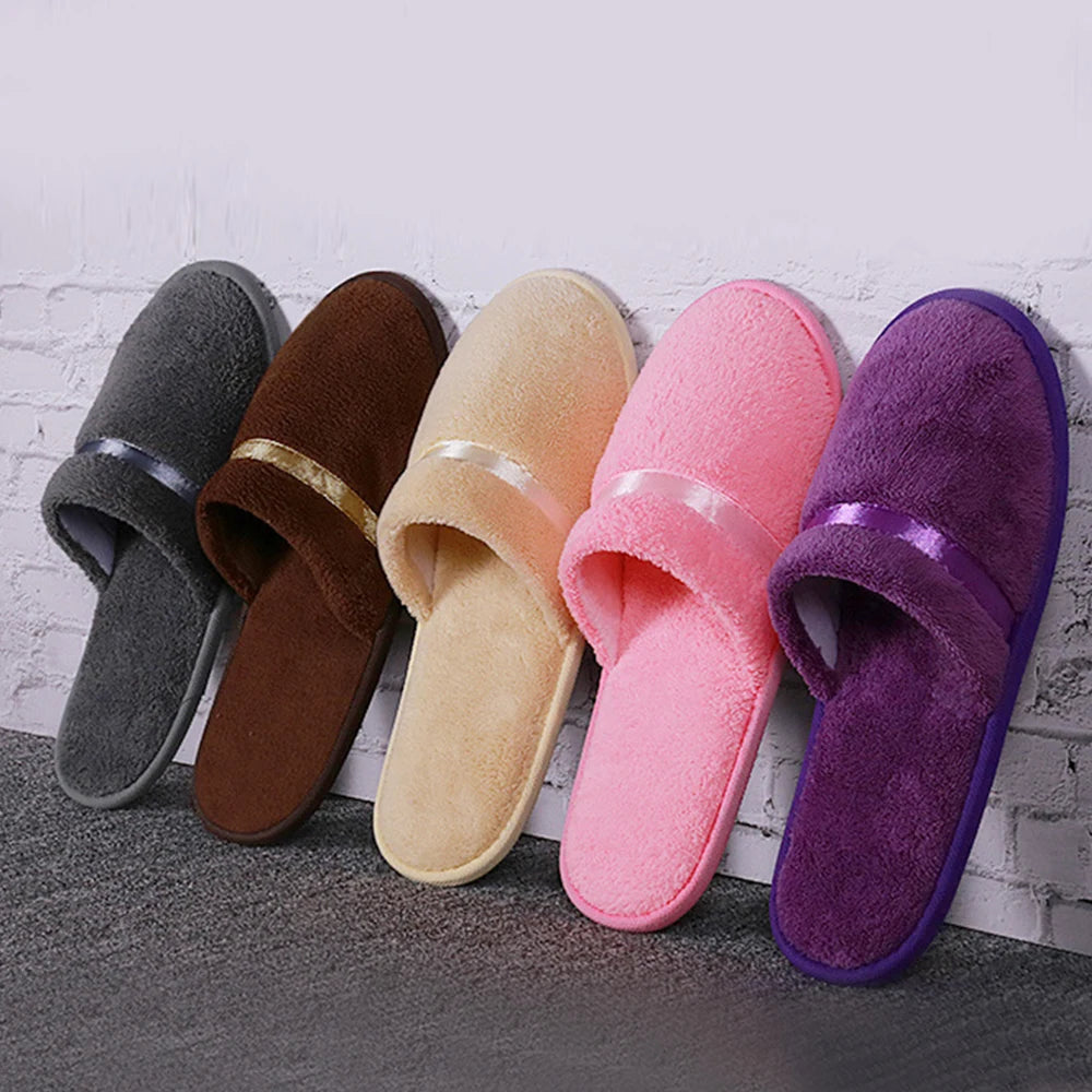 1Pair Coral fleece Men Women Cheap Hotel Slippers Cotton Slides Home Travel SPA Slipper Hospitality Comfort Home Guest Shoes