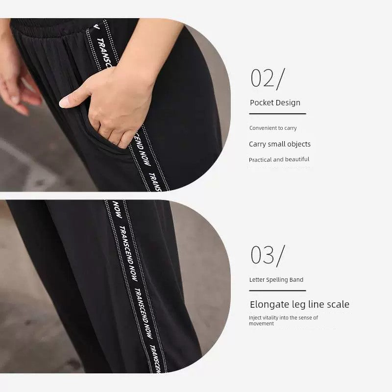 Pantalones de Yoga de talla grande para mujer, ropa holgada para gimnasio, chica regordeta, pantalones de ejercicio de otoño, pantalones para correr por la mañana, 100,00 kg