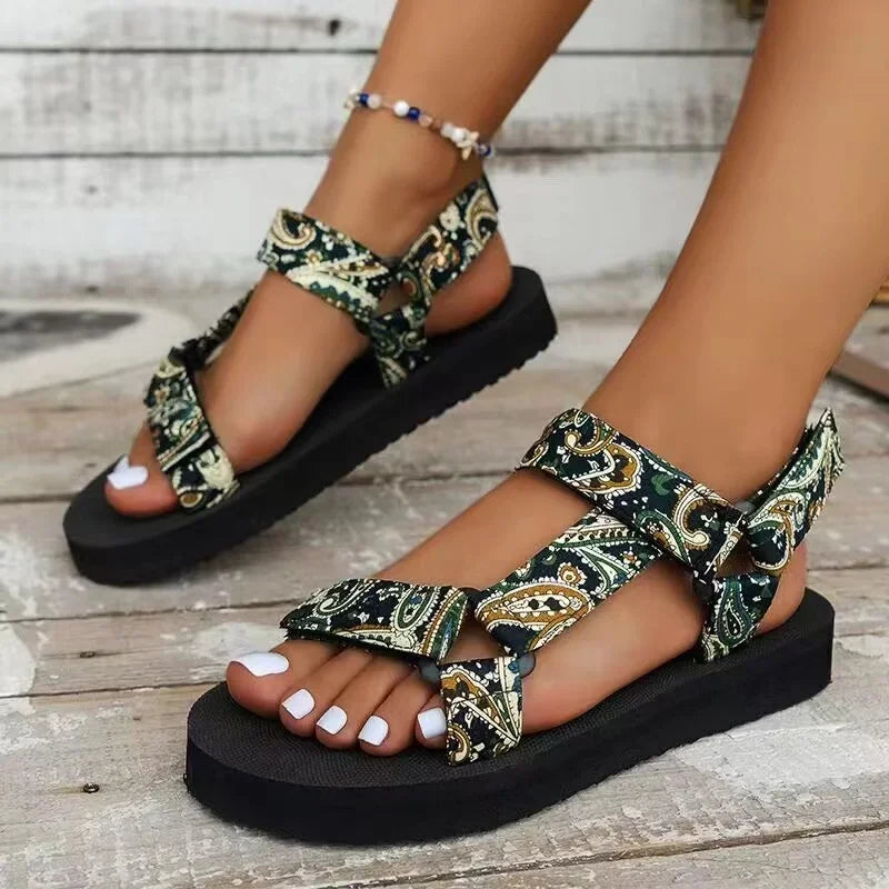 2023 Summer Flat Women's Shoes Hemp Rope Set Foot Beach Sandals Outdoor All-match Casual Slippers Large Size Women Sandals