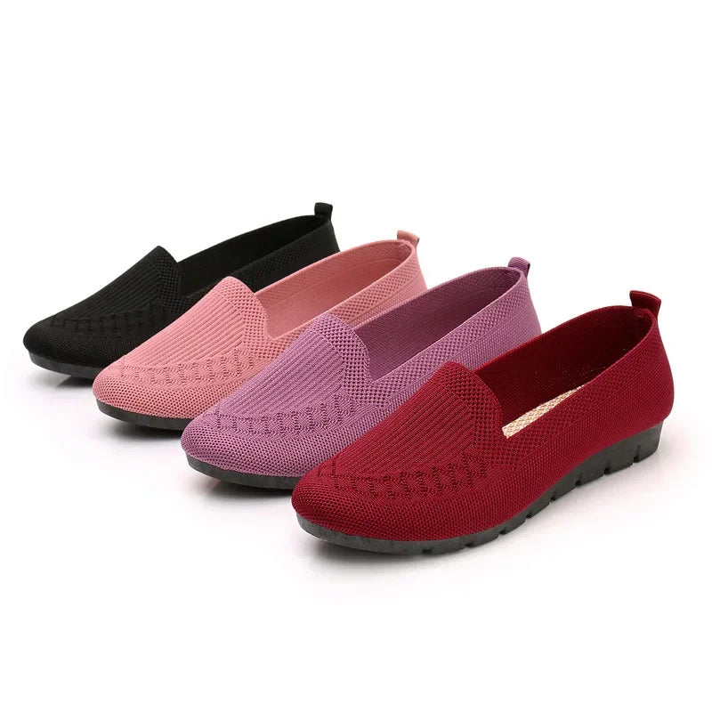 Nouvelle maille respirant baskets femmes respirant léger sans lacet plat chaussures décontractées dames mocassins chaussettes chaussures femmes Zapatillas Mujer