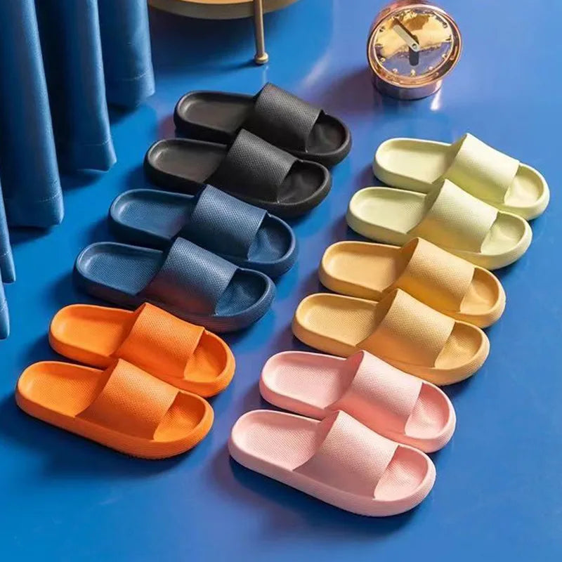 Platform Thick Bathroom Home Slippers Women Cloud Slippers Fashion Soft Sole Eva Indoor Sandals Non-Slip Flip Flop Men Slippers