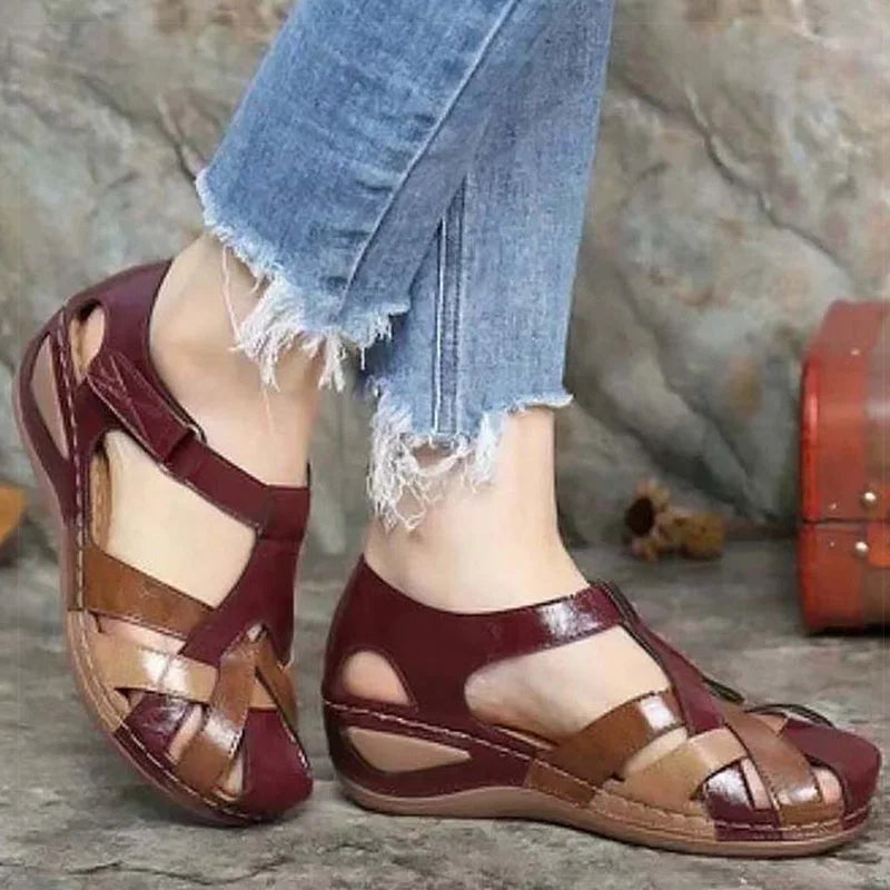 Sandalias de mujer, zapatos de tacón bajo suaves, zapatos de verano para mujer, Sandalias de tacón de colores combinados, zapatos de verano para mujer, calzado de tacón para mujer