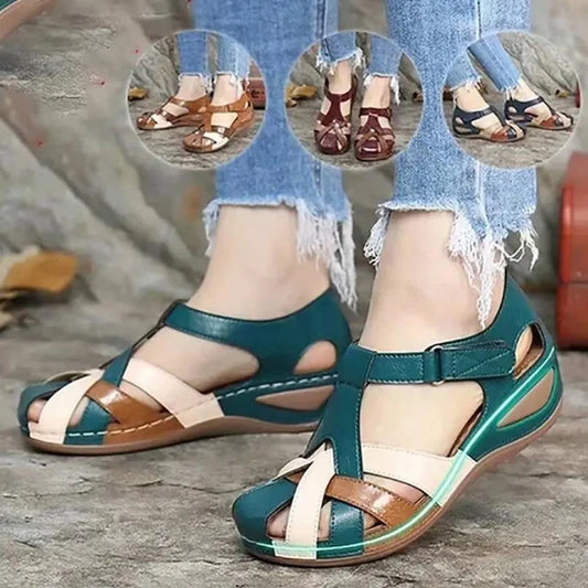 Sandalias de moda para mujer, zapatillas redondas Sli para mujer, zapatillas informales cómodas a la moda para actividades al aire libre, zapatos planos de talla grande de verano 2023 para mujer