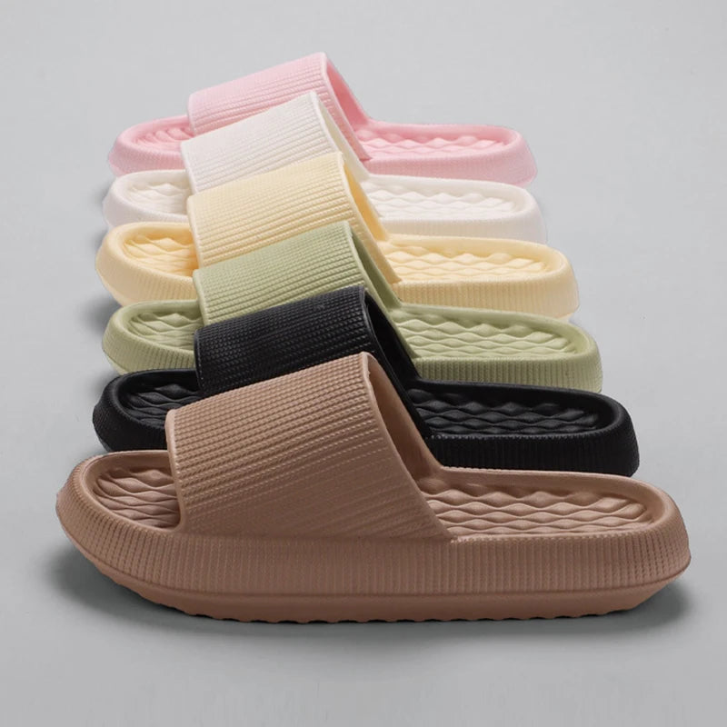 Lucyever-Zapatillas de nube suaves antideslizantes para mujer, cómodas chanclas de plataforma gruesa Eva para baño, chanclas para el hogar, verano 2024