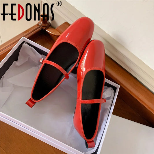 FEDONAS Brand Woman Mary Jane Shoes Genuine Leather Flats Heels Buckles Comfort Casual Shoes Female Spring Summer Shoes Flats