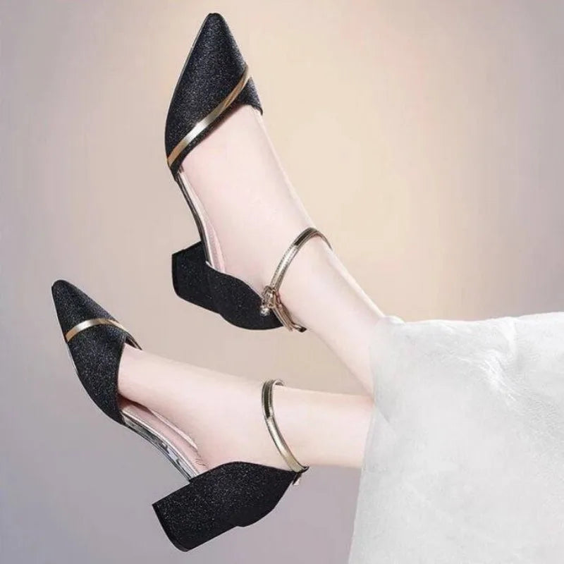 Fashion Spring and Summer Black High-heeled Shoes Women's High-quality Silver Wedding High-heeled Shoes Women's Gold Party Pump