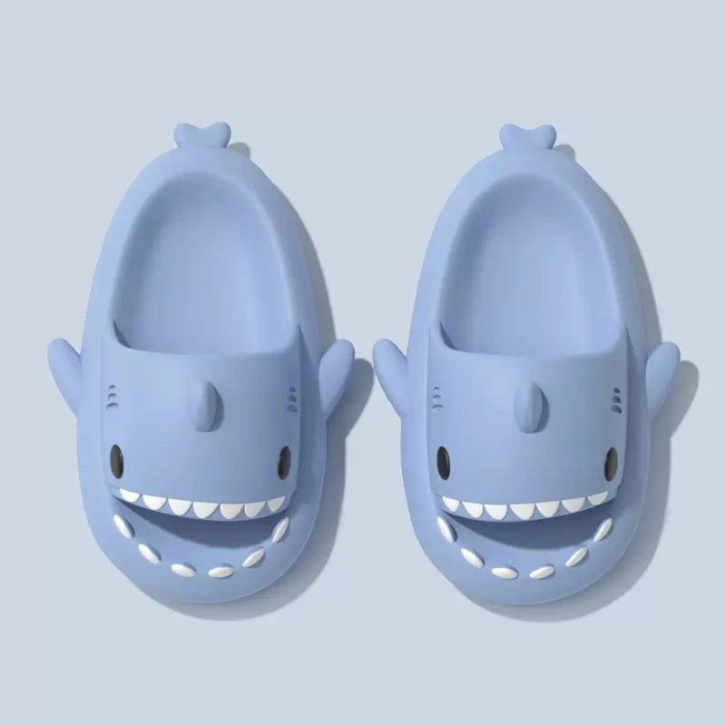 Summer Adults Shark Slippers Kids Cartoon Sandals Men Shark Slides Women Beach Flip Flops Couple Home Anti-skid Flat Shoes