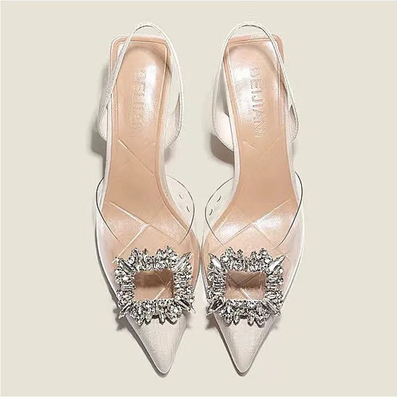 BCEBYL printemps et automne mode nouveau Banquet Sexy confortable cristal Transparent couleur unie bout pointu femmes talons hauts