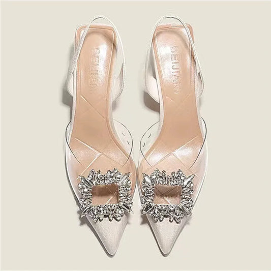 BCEBYL primavera y otoño moda nuevo banquete Sexy cómodo cristal transparente Color sólido puntiagudos tacones altos de mujer