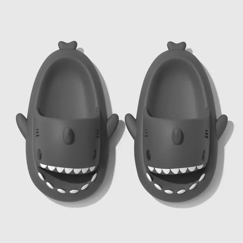 Summer Adults Shark Slippers Kids Cartoon Sandals Men Shark Slides Women Beach Flip Flops Couple Home Anti-skid Flat Shoes