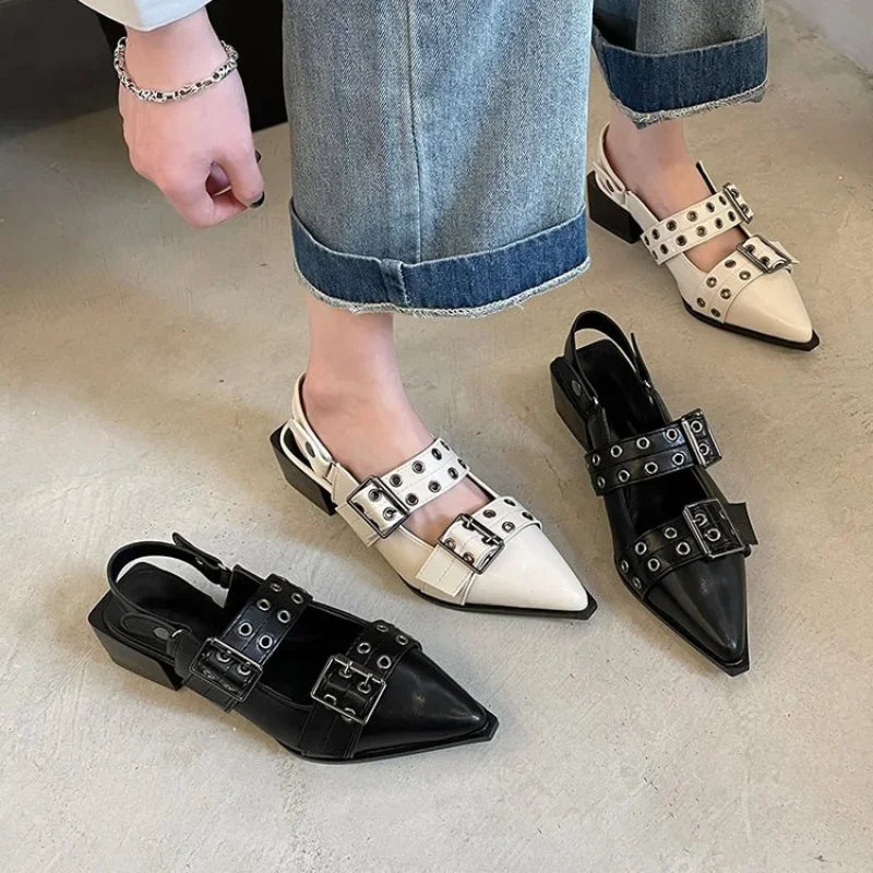 2023women's sandals summer  Ballet flats women Pointed rivet single shoe Platform Women Sandals zapatos de mujer tendencia