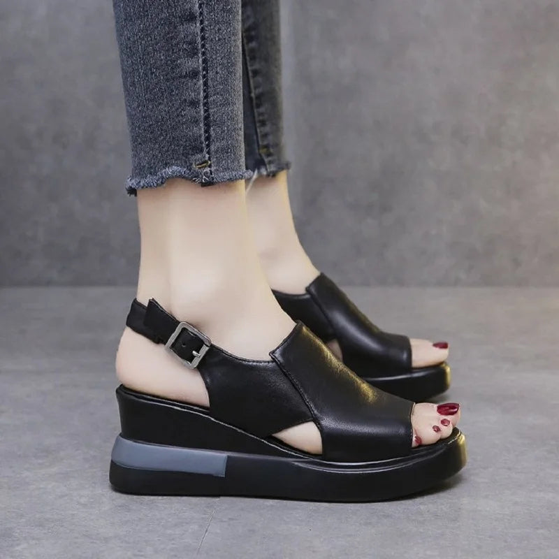 2022 Summer Wedge Platform Sandals Fashion Retro Romen Beach Shoes Ladies Casual Peep Toe Soft Comfortable Sandalias De Mujer