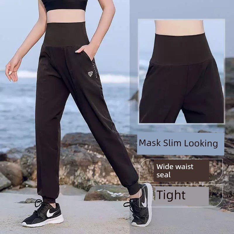 Pantalones de yoga de cintura alta para mujer, de talla grande, para primavera y verano, informales, para Fitness, para correr por la mañana, 100,00 kg, sueltos