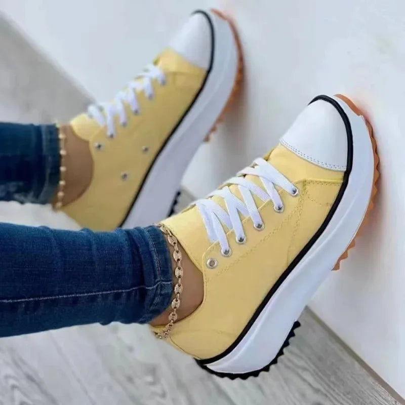 Nueva moda de verano, zapatos informales para mujer, zapatillas de deporte de talla grande para mujer, zapatos deportivos con plataforma, zapatos de tenis con cordones para mujer, talla