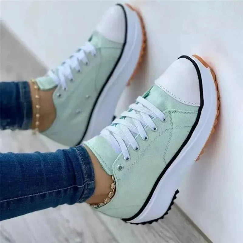 Nueva moda de verano, zapatos informales para mujer, zapatillas de deporte de talla grande para mujer, zapatos deportivos con plataforma, zapatos de tenis con cordones para mujer, talla