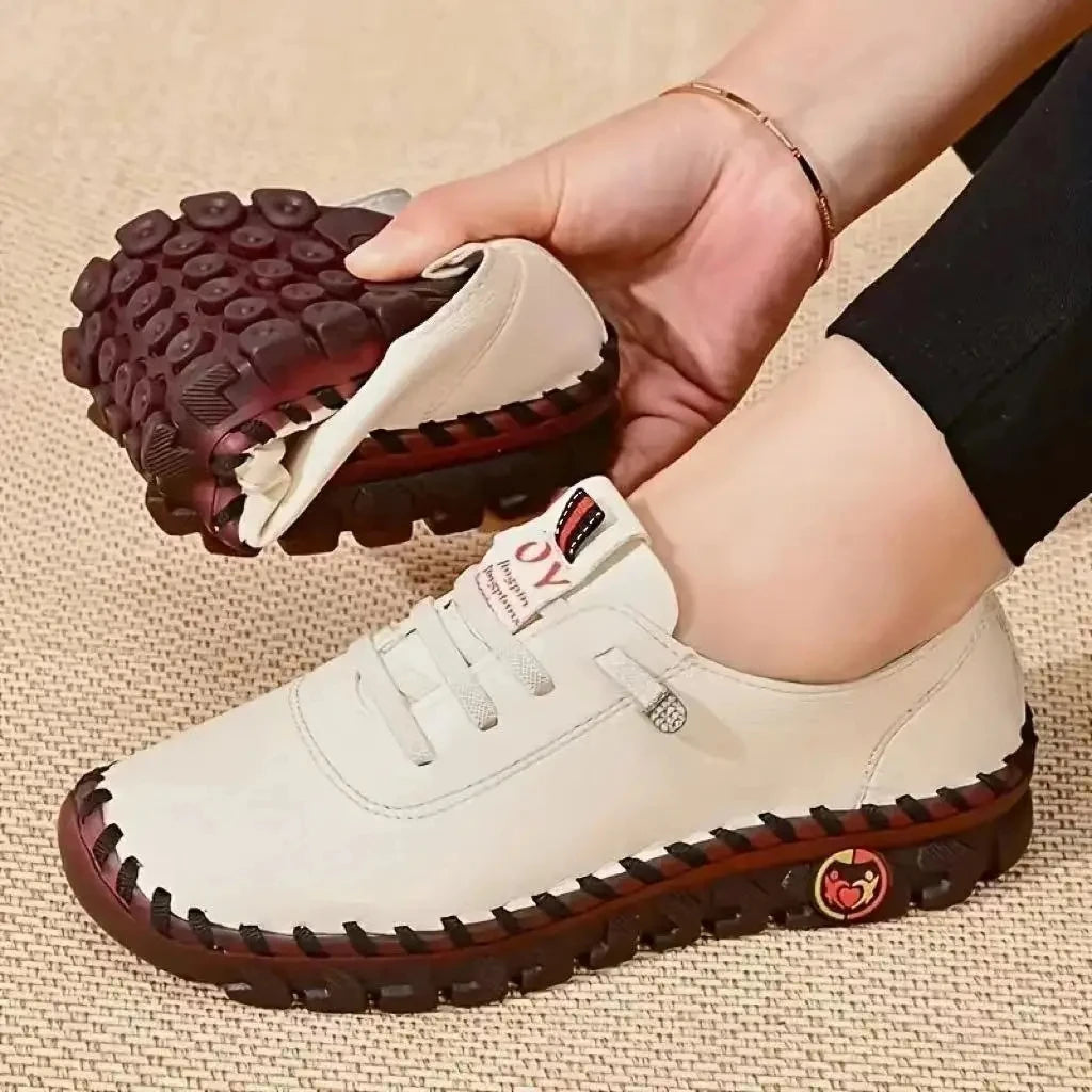 2022 New Spring Casual Women Shoes Platform Loafers 2022 Lace Up Leather Flats Slip-On Mom Shoe Mujer Zapatos Chaussure Femme