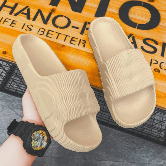 Zapatillas para hombre, moda de playa de verano, nuevas sandalias suaves de Eva para mujer, zapatos antideslizantes de plataforma gruesa de ocio para baño interior para mujer 2022