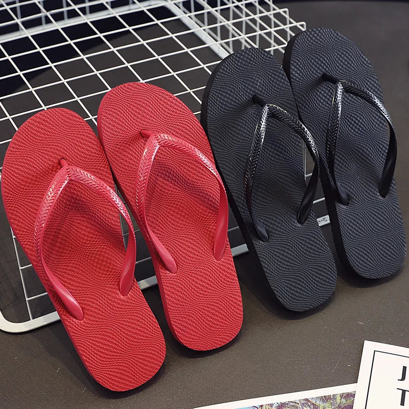 Zapatillas de pareja antideslizantes de Color sólido, zapatillas de playa de verano para mujer, chanclas para mujer al aire libre, sandalias de playa transpirables para mujer