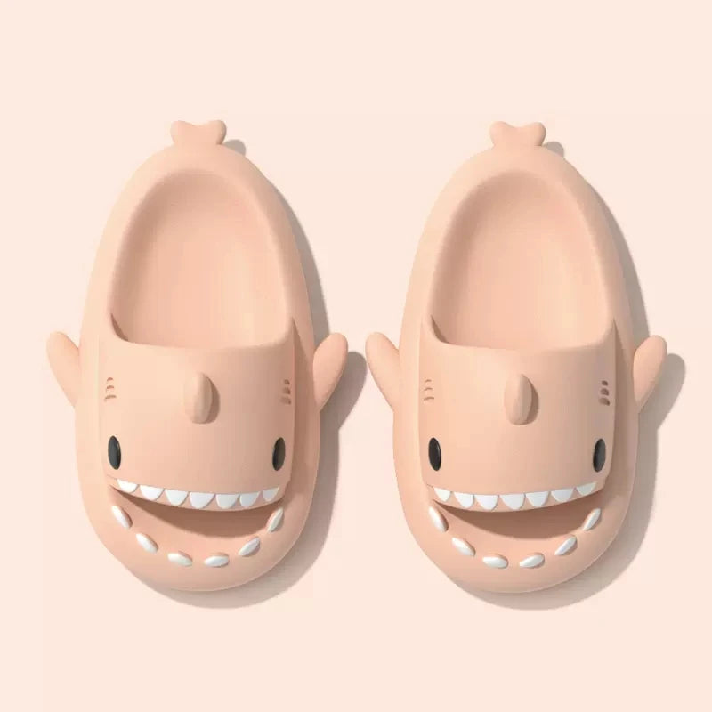 Summer Adults Shark Slippers Kids Cartoon Sandals Men Shark Slides Women Beach Flip Flops Couple Home Anti-skid Flat Shoes