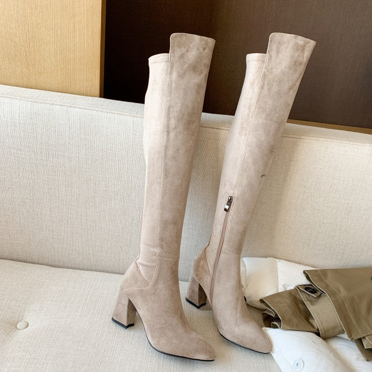 Women's Winter Fleece Over-the-knee Boots High-top Elastic Boots